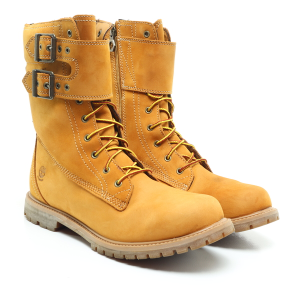 Timberland Mid-Calf Double Strap Leather Lace Up Boots Women 11 Tan - Picture 6 of 17